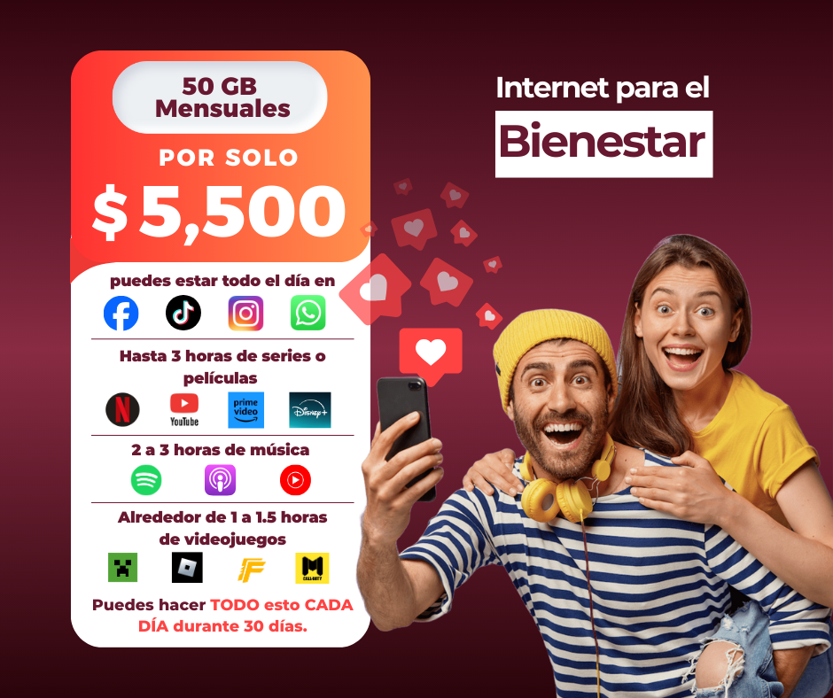 Paquete 50 GB por 12 Meses, $ 5,500 MXN